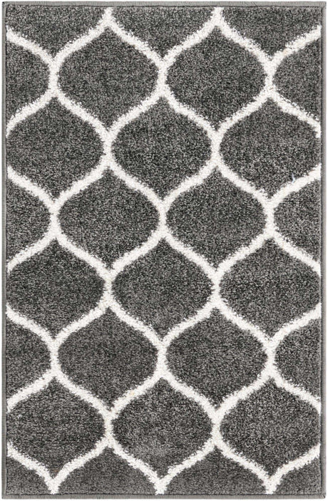 Dark Gray 2' x 3' 1 Trellis Frieze Rectangle Area Rug Geometric Modern Unique Stain Resistant Easy Clean Carpet for Living, Dining, Bedrooms, Office for Sale at Rug Engine