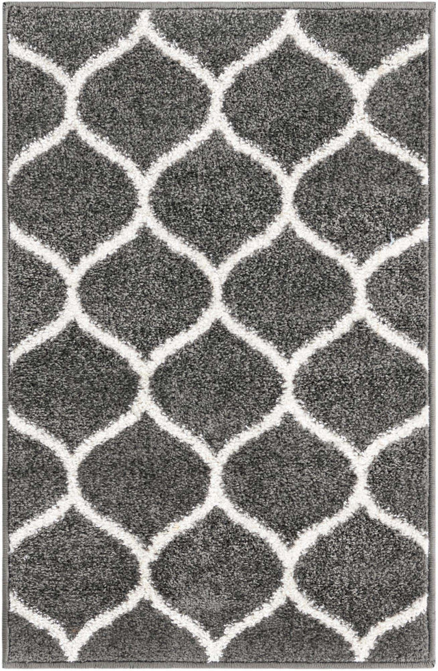 Dark Gray 2' x 3' 1 Trellis Frieze Rectangle Area Rug Geometric Modern Unique Stain Resistant Easy Clean Carpet for Living, Dining, Bedrooms, Office for Sale at Rug Engine