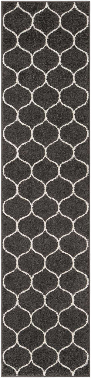 Dark Gray 2' x 8' 8 Trellis Frieze Runner Area Rug Geometric Modern Unique Stain Resistant Easy Clean Carpet for Living, Dining, Bedrooms, Office for Sale at Rug Engine