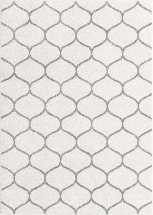 Ivory 10' x 14' 1 Trellis Frieze Rectangle Area Rug Geometric Modern Unique Stain Resistant Easy Clean Carpet for Living, Dining, Bedrooms, Office for Sale at Rug Engine