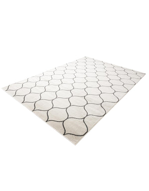 Ivory 7' 10 x 11' Trellis Frieze Rectangle Area Rug Geometric Modern Unique Stain Resistant Easy Clean Carpet for Living, Dining, Bedrooms, Office for Sale at Rug Engine