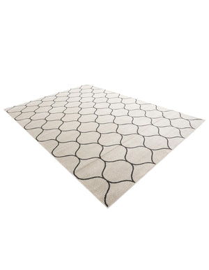 Ivory 7' 10 x 11' Trellis Frieze Rectangle Area Rug Geometric Modern Unique Stain Resistant Easy Clean Carpet for Living, Dining, Bedrooms, Office for Sale at Rug Engine