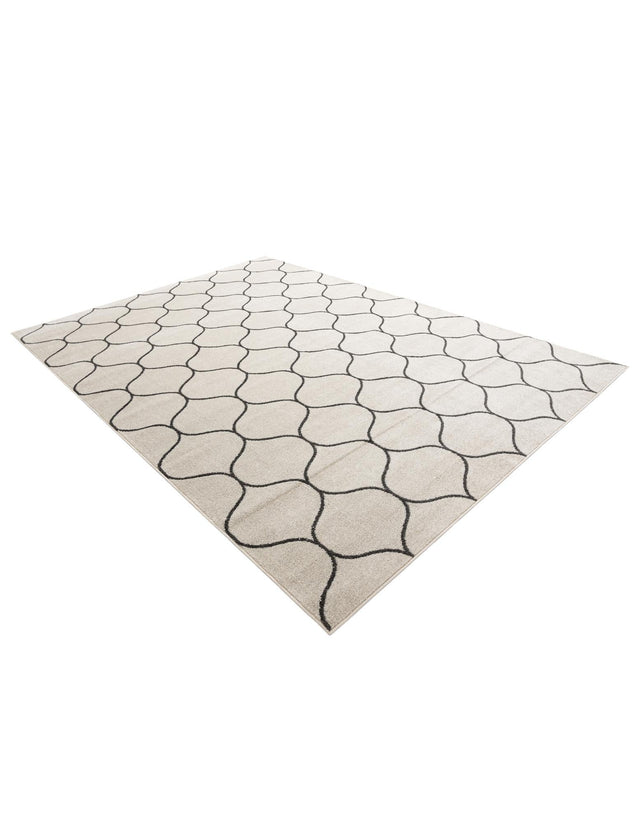 Ivory 7' 10 x 11' Trellis Frieze Rectangle Area Rug Geometric Modern Unique Stain Resistant Easy Clean Carpet for Living, Dining, Bedrooms, Office for Sale at Rug Engine