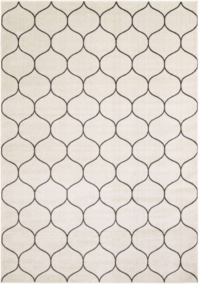 Ivory 7' 10 x 11' Trellis Frieze Rectangle Area Rug Geometric Modern Unique Stain Resistant Easy Clean Carpet for Living, Dining, Bedrooms, Office for Sale at Rug Engine
