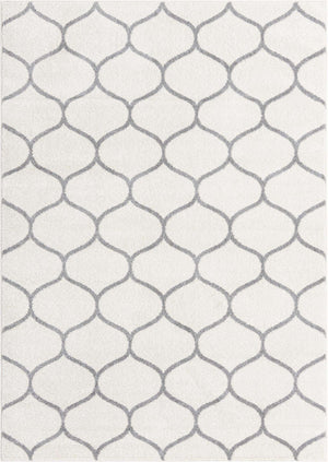 Ivory 7' 1 x 10' Trellis Frieze Rectangle Area Rug Geometric Modern Unique Stain Resistant Easy Clean Carpet for Living, Dining, Bedrooms, Office for Sale at Rug Engine