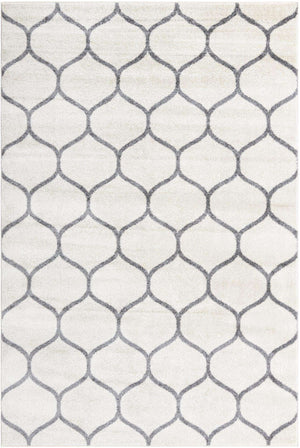 Ivory 6' 1 x 9' Trellis Frieze Rectangle Area Rug Geometric Modern Unique Stain Resistant Easy Clean Carpet for Living, Dining, Bedrooms, Office for Sale at Rug Engine
