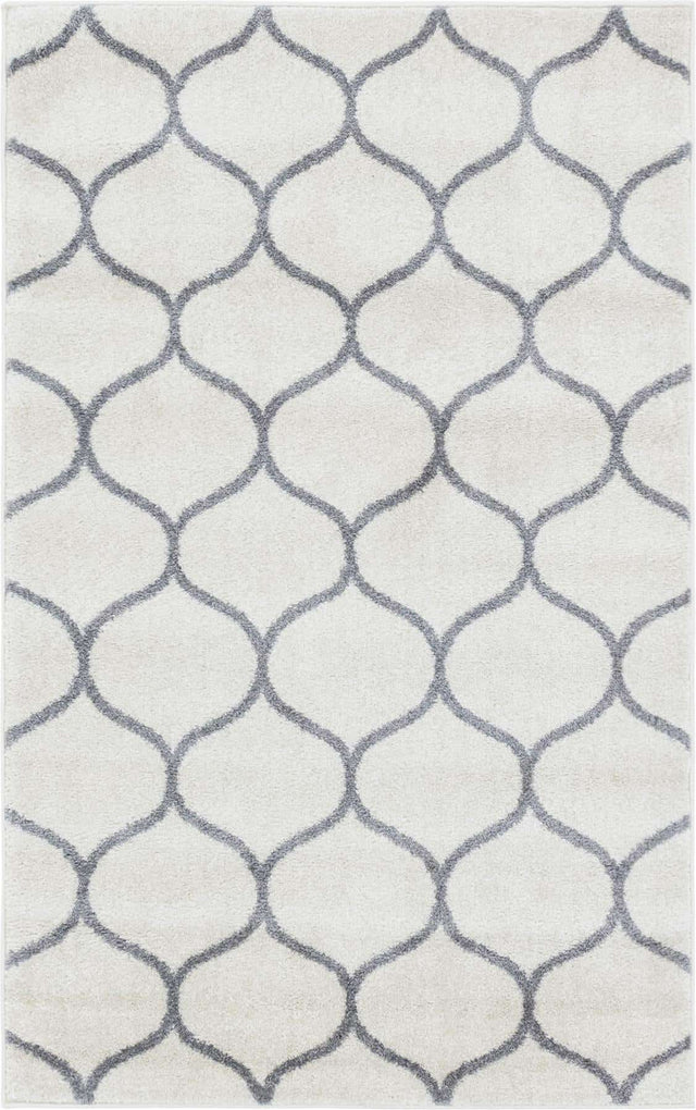 Ivory 3' 1 x 5' 3 Trellis Frieze Rectangle Area Rug Geometric Modern Unique Stain Resistant Easy Clean Carpet for Living, Dining, Bedrooms, Office for Sale at Rug Engine