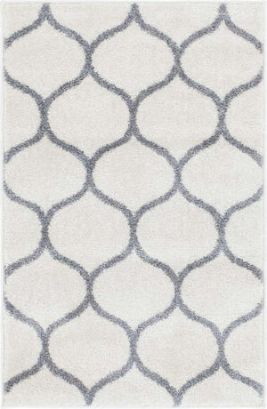 Ivory 2' x 3' 1 Trellis Frieze Rectangle Area Rug Geometric Modern Unique Stain Resistant Easy Clean Carpet for Living, Dining, Bedrooms, Office for Sale at Rug Engine