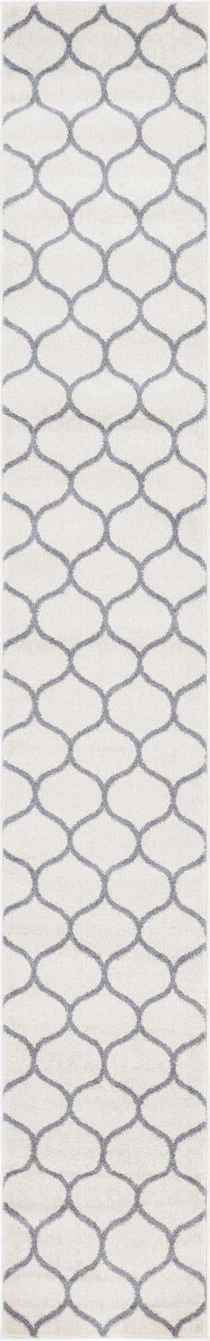 Ivory 2' x 13' 1 Trellis Frieze Runner Area Rug Geometric Modern Unique Stain Resistant Easy Clean Carpet for Living, Dining, Bedrooms, Office for Sale at Rug Engine