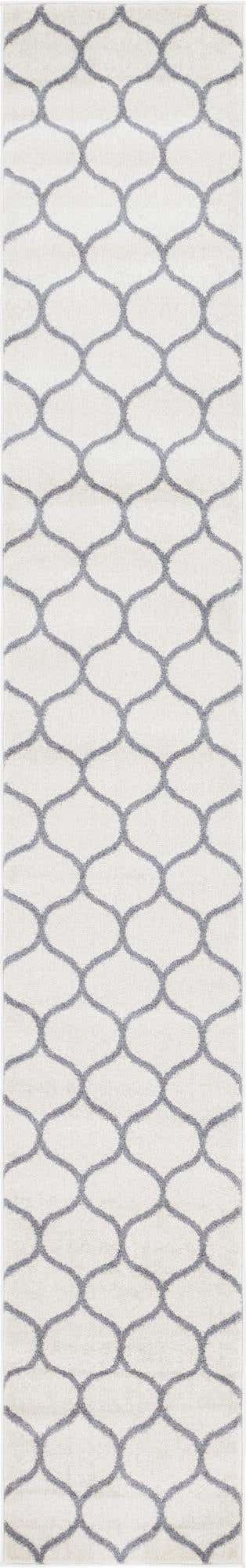 Ivory 2' x 13' 1 Trellis Frieze Runner Area Rug Geometric Modern Unique Stain Resistant Easy Clean Carpet for Living, Dining, Bedrooms, Office for Sale at Rug Engine