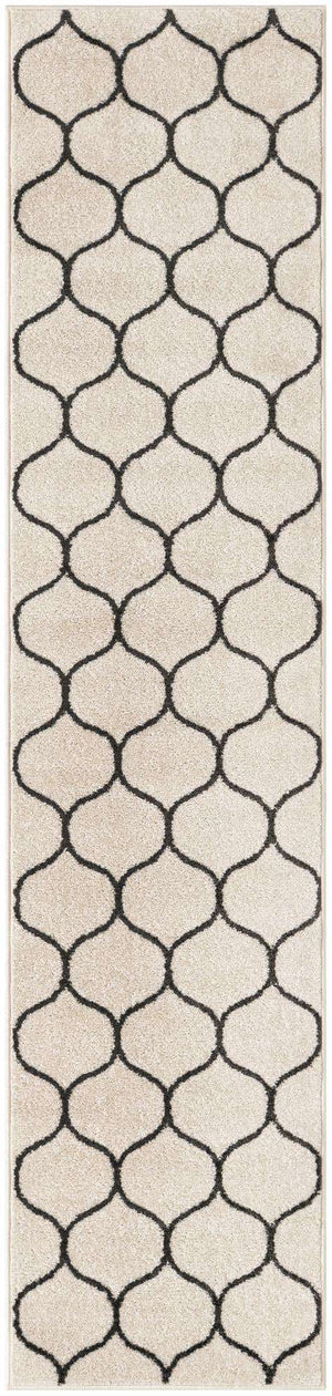 Ivory 2' x 8' 8 Trellis Frieze Runner Area Rug Geometric Modern Unique Stain Resistant Easy Clean Carpet for Living, Dining, Bedrooms, Office for Sale at Rug Engine