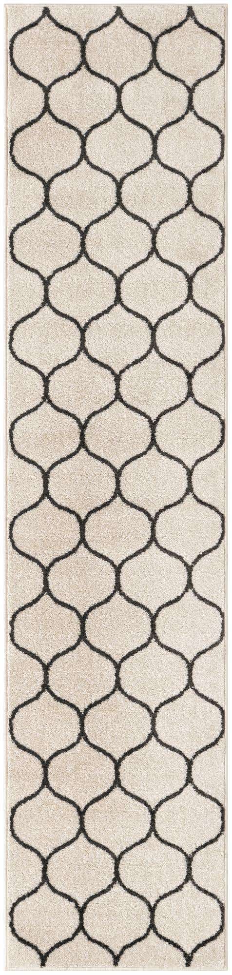 Ivory 2' x 8' 8 Trellis Frieze Runner Area Rug Geometric Modern Unique Stain Resistant Easy Clean Carpet for Living, Dining, Bedrooms, Office for Sale at Rug Engine