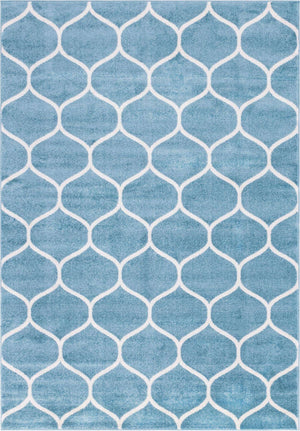 Light Blue 10' x 14' 1 Trellis Frieze Rectangle Area Rug Geometric Modern Unique Stain Resistant Easy Clean Carpet for Living, Dining, Bedrooms, Office for Sale at Rug Engine