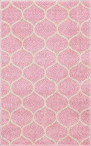 Light Pink 2' x 3' 1 Trellis Frieze Rectangle Area Rug Geometric Modern Unique Stain Resistant Easy Clean Carpet for Living, Dining, Bedrooms, Office for Sale at Rug Engine