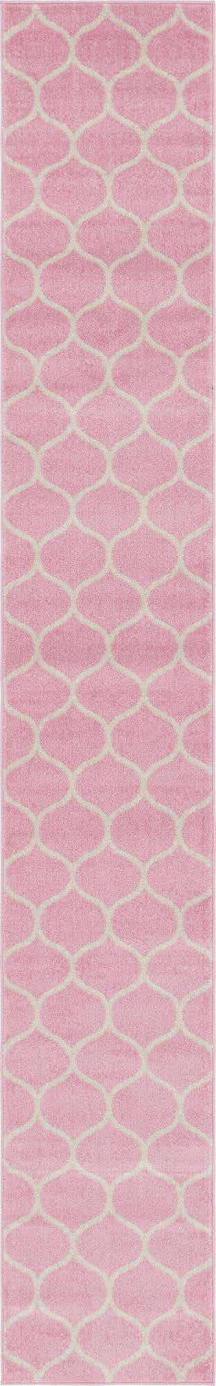 Light Pink 2' x 13' 1 Trellis Frieze Runner Area Rug Geometric Modern Unique Stain Resistant Easy Clean Carpet for Living, Dining, Bedrooms, Office for Sale at Rug Engine