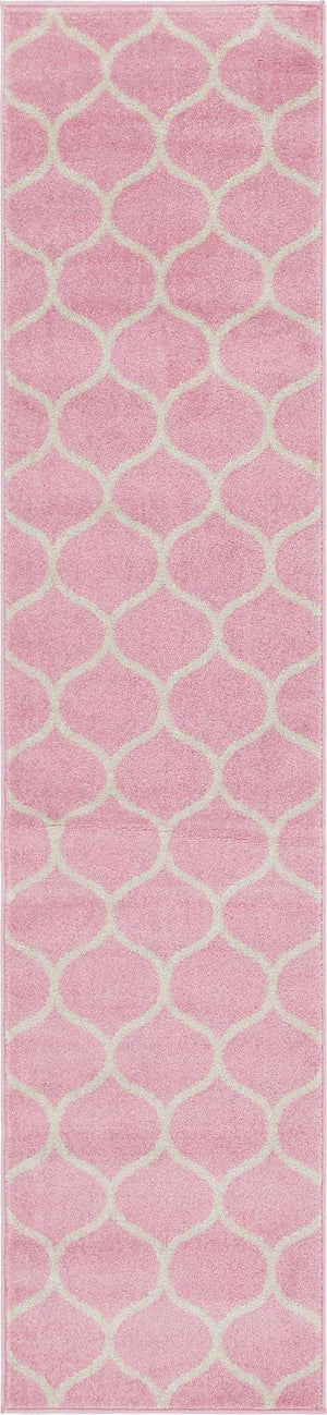Light Pink 2' x 8' 8 Trellis Frieze Runner Area Rug Geometric Modern Unique Stain Resistant Easy Clean Carpet for Living, Dining, Bedrooms, Office for Sale at Rug Engine