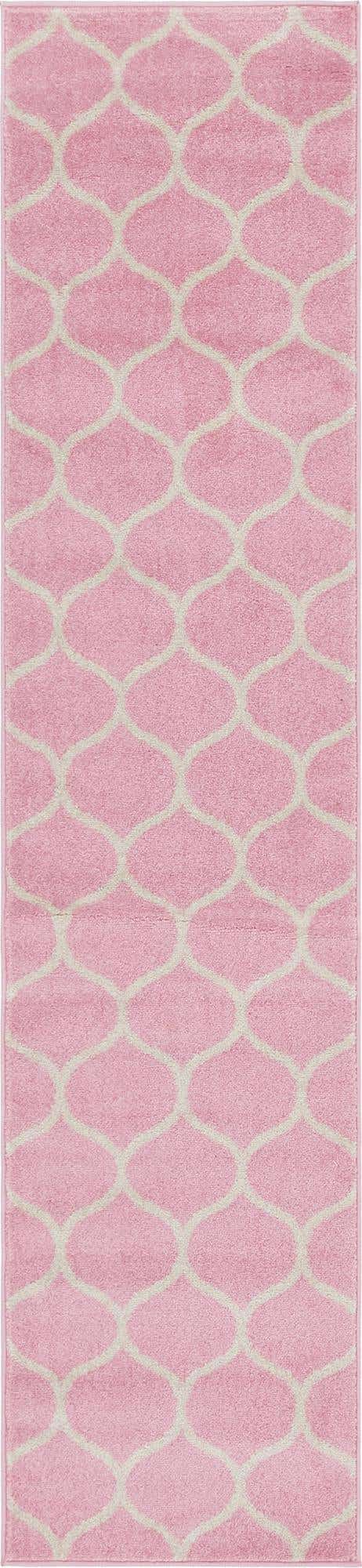 Light Pink 2' x 8' 8 Trellis Frieze Runner Area Rug Geometric Modern Unique Stain Resistant Easy Clean Carpet for Living, Dining, Bedrooms, Office for Sale at Rug Engine