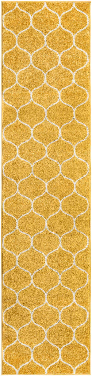 Yellow 2' x 8' 8 Trellis Frieze Runner Area Rug Geometric Modern Unique Stain Resistant Easy Clean Carpet for Living, Dining, Bedrooms, Office for Sale at Rug Engine