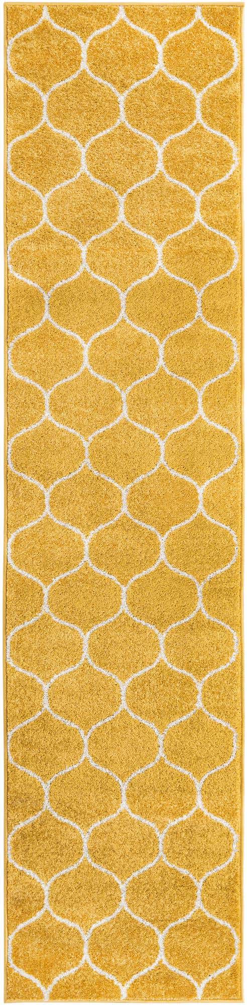 Yellow 2' x 8' 8 Trellis Frieze Runner Area Rug Geometric Modern Unique Stain Resistant Easy Clean Carpet for Living, Dining, Bedrooms, Office for Sale at Rug Engine
