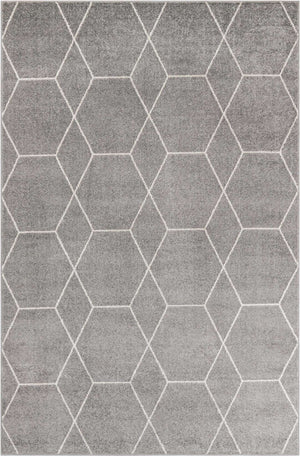 Light Gray 6' 1 x 9' Trellis Frieze Rectangle Area Rug Geometric Modern Unique Stain Resistant Easy Clean Carpet for Living, Dining, Bedrooms, Office for Sale at Rug Engine