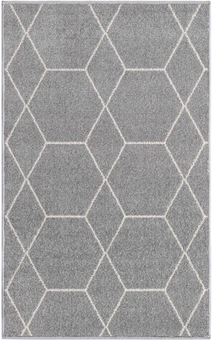 Light Gray 3' 1 x 5' 3 Trellis Frieze Rectangle Area Rug Geometric Modern Unique Stain Resistant Easy Clean Carpet for Living, Dining, Bedrooms, Office for Sale at Rug Engine