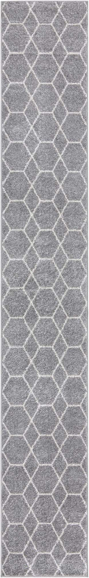 Light Gray 2' x 13' 1 Trellis Frieze Runner Area Rug Geometric Modern Unique Stain Resistant Easy Clean Carpet for Living, Dining, Bedrooms, Office for Sale at Rug Engine