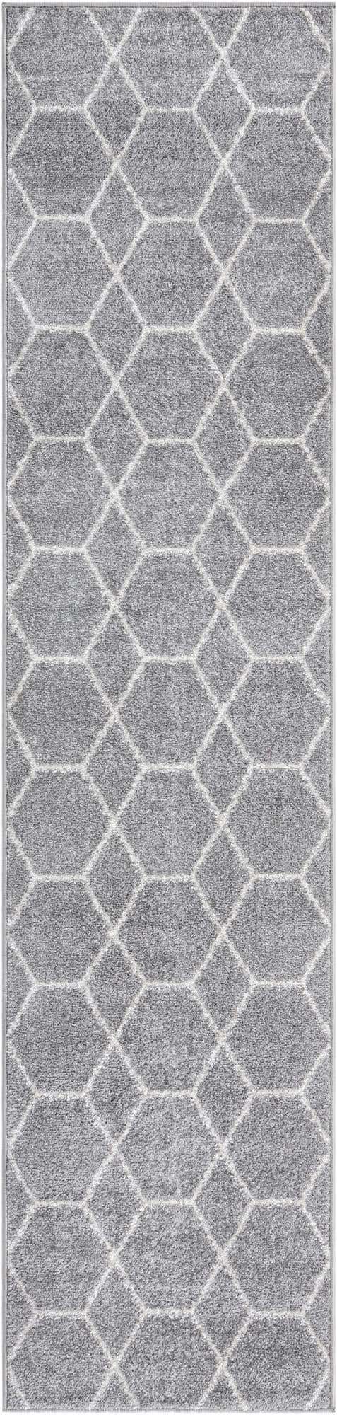 Light Gray 2' x 9' Trellis Frieze Runner Area Rug Geometric Modern Unique Stain Resistant Easy Clean Carpet for Living, Dining, Bedrooms, Office for Sale at Rug Engine
