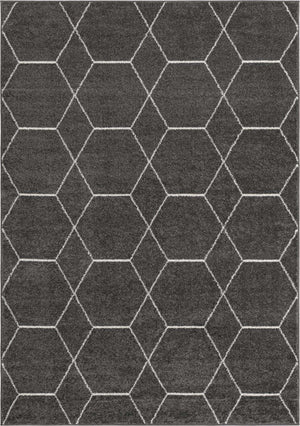 Dark Gray 10' x 14' 1 Trellis Frieze Rectangle Area Rug Geometric Modern Unique Stain Resistant Easy Clean Carpet for Living, Dining, Bedrooms, Office for Sale at Rug Engine