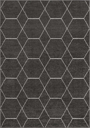 Dark Gray 7' 10 x 11' Trellis Frieze Rectangle Area Rug Geometric Modern Unique Stain Resistant Easy Clean Carpet for Living, Dining, Bedrooms, Office for Sale at Rug Engine