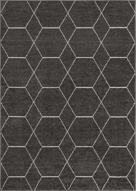 Dark Gray 7' 10 x 11' Trellis Frieze Rectangle Area Rug Geometric Modern Unique Stain Resistant Easy Clean Carpet for Living, Dining, Bedrooms, Office for Sale at Rug Engine