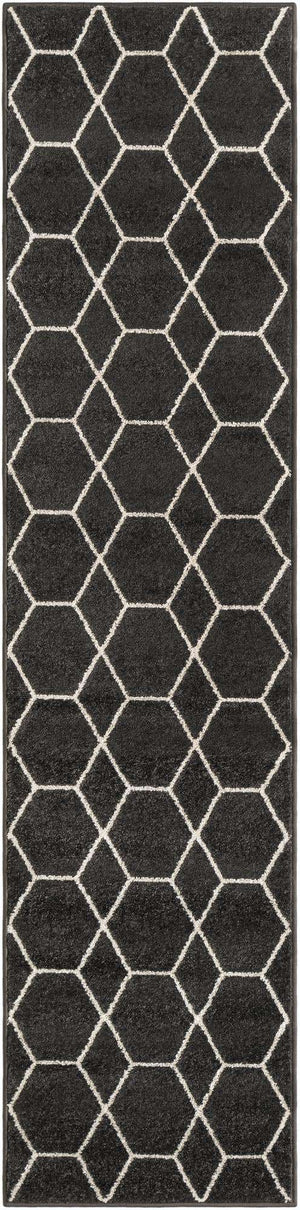Dark Gray 2' x 9' Trellis Frieze Runner Area Rug Geometric Modern Unique Stain Resistant Easy Clean Carpet for Living, Dining, Bedrooms, Office for Sale at Rug Engine