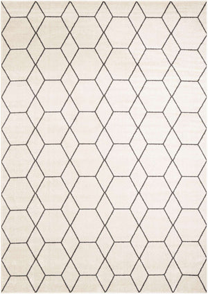 Ivory 10' x 14' 1 Trellis Frieze Rectangle Area Rug Geometric Modern Unique Stain Resistant Easy Clean Carpet for Living, Dining, Bedrooms, Office for Sale at Rug Engine
