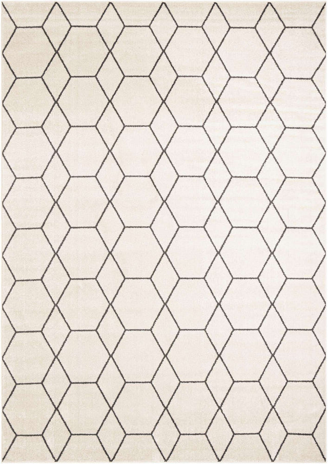 Ivory 10' x 14' 1 Trellis Frieze Rectangle Area Rug Geometric Modern Unique Stain Resistant Easy Clean Carpet for Living, Dining, Bedrooms, Office for Sale at Rug Engine
