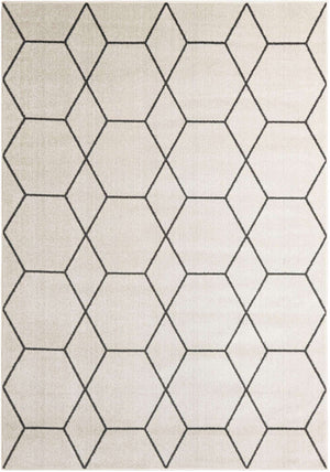 Ivory 7' 1 x 10' Trellis Frieze Rectangle Area Rug Geometric Modern Unique Stain Resistant Easy Clean Carpet for Living, Dining, Bedrooms, Office for Sale at Rug Engine