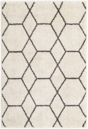 Ivory 2' x 3' 1 Trellis Frieze Rectangle Area Rug Geometric Modern Unique Stain Resistant Easy Clean Carpet for Living, Dining, Bedrooms, Office for Sale at Rug Engine