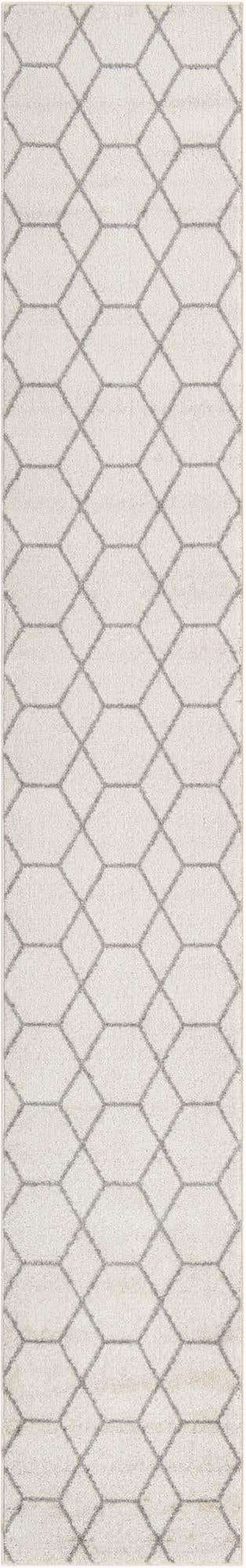 Ivory 2' x 13' 1 Trellis Frieze Runner Area Rug Geometric Modern Unique Stain Resistant Easy Clean Carpet for Living, Dining, Bedrooms, Office for Sale at Rug Engine