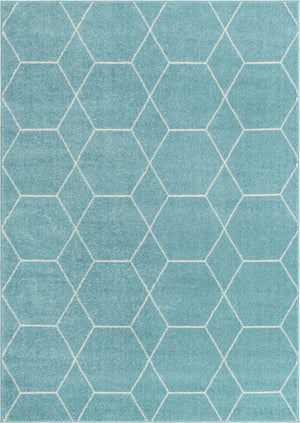 Light Blue 10' x 14' 1 Trellis Frieze Rectangle Area Rug Geometric Modern Unique Stain Resistant Easy Clean Carpet for Living, Dining, Bedrooms, Office for Sale at Rug Engine