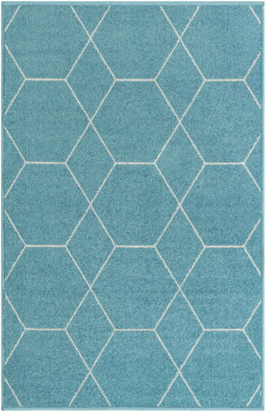 Light Blue 2' x 3' 1 Trellis Frieze Rectangle Area Rug Geometric Modern Unique Stain Resistant Easy Clean Carpet for Living, Dining, Bedrooms, Office for Sale at Rug Engine