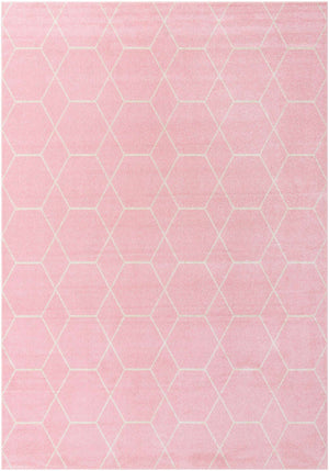 Light Pink 10' x 14' 1 Trellis Frieze Rectangle Area Rug Geometric Modern Unique Stain Resistant Easy Clean Carpet for Living, Dining, Bedrooms, Office for Sale at Rug Engine