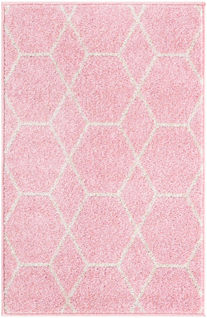 Light Pink 2' x 3' 1 Trellis Frieze Rectangle Area Rug Geometric Modern Unique Stain Resistant Easy Clean Carpet for Living, Dining, Bedrooms, Office for Sale at Rug Engine