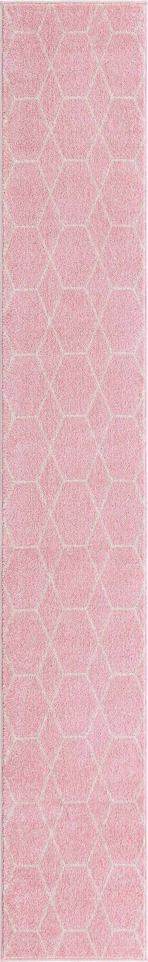 Light Pink 2' x 13' 1 Trellis Frieze Runner Area Rug Geometric Modern Unique Stain Resistant Easy Clean Carpet for Living, Dining, Bedrooms, Office for Sale at Rug Engine