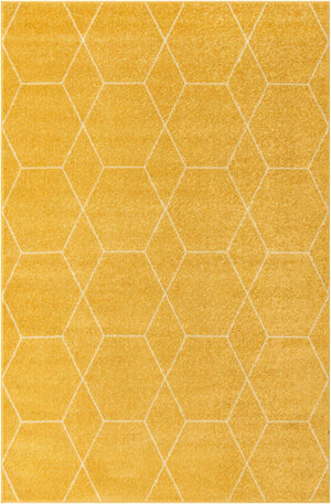 Yellow 6' 1 x 9' Trellis Frieze Rectangle Area Rug Geometric Modern Unique Stain Resistant Easy Clean Carpet for Living, Dining, Bedrooms, Office for Sale at Rug Engine