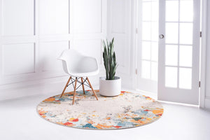 Multicolor 4' 1 x 4' 1 Chromatic Round Area Rug 100% Polypropylene With Cotton Backing Abstract Modern Colorful Carpet Mat for Home Decor & Interior Design for Sale at Rug Engine