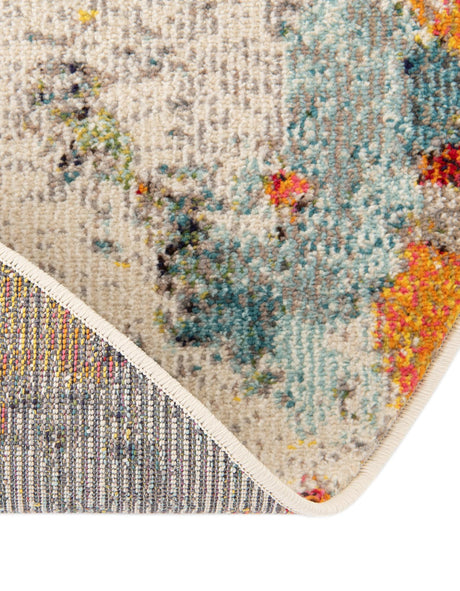 Multicolor 6' 1 x 6' 1 Chromatic Round Area Rug 100% Polypropylene With Cotton Backing Abstract Modern Colorful Carpet Mat for Home Decor & Interior Design for Sale at Rug Engine