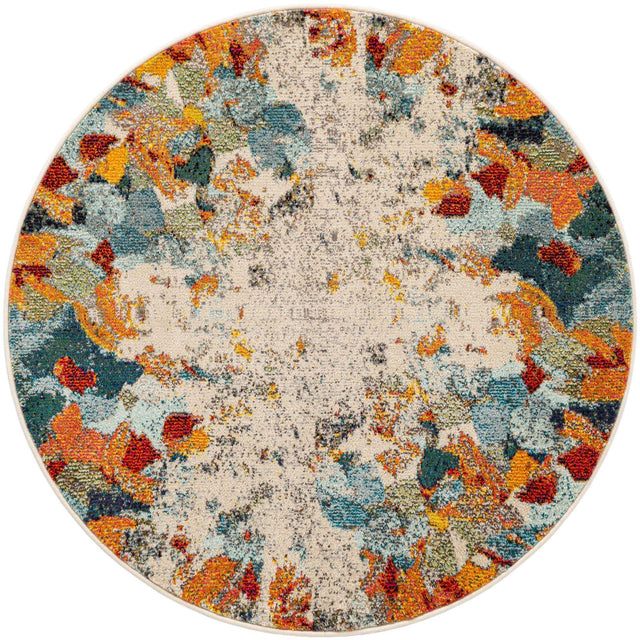 Multicolor 4' 1 x 4' 1 Chromatic Round Area Rug 100% Polypropylene With Cotton Backing Abstract Modern Colorful Carpet Mat for Home Decor & Interior Design for Sale at Rug Engine