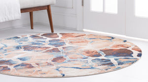Brick Red 6' 1 x 6' 1 Mystic Round Area Rug 100% Polypropylene Abstract Modern Carpet for Living Rooms, Dining, Bedrooms, Office for Sale at Rug Engine