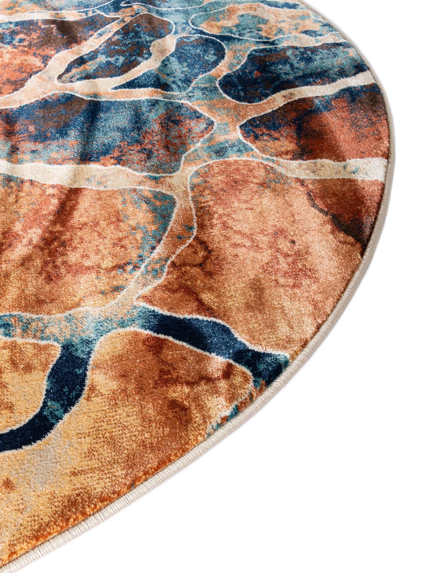 Brick Red 10' x 10' Mystic Round Area Rug 100% Polypropylene Abstract Modern Carpet for Living Rooms, Dining, Bedrooms, Office for Sale at Rug Engine