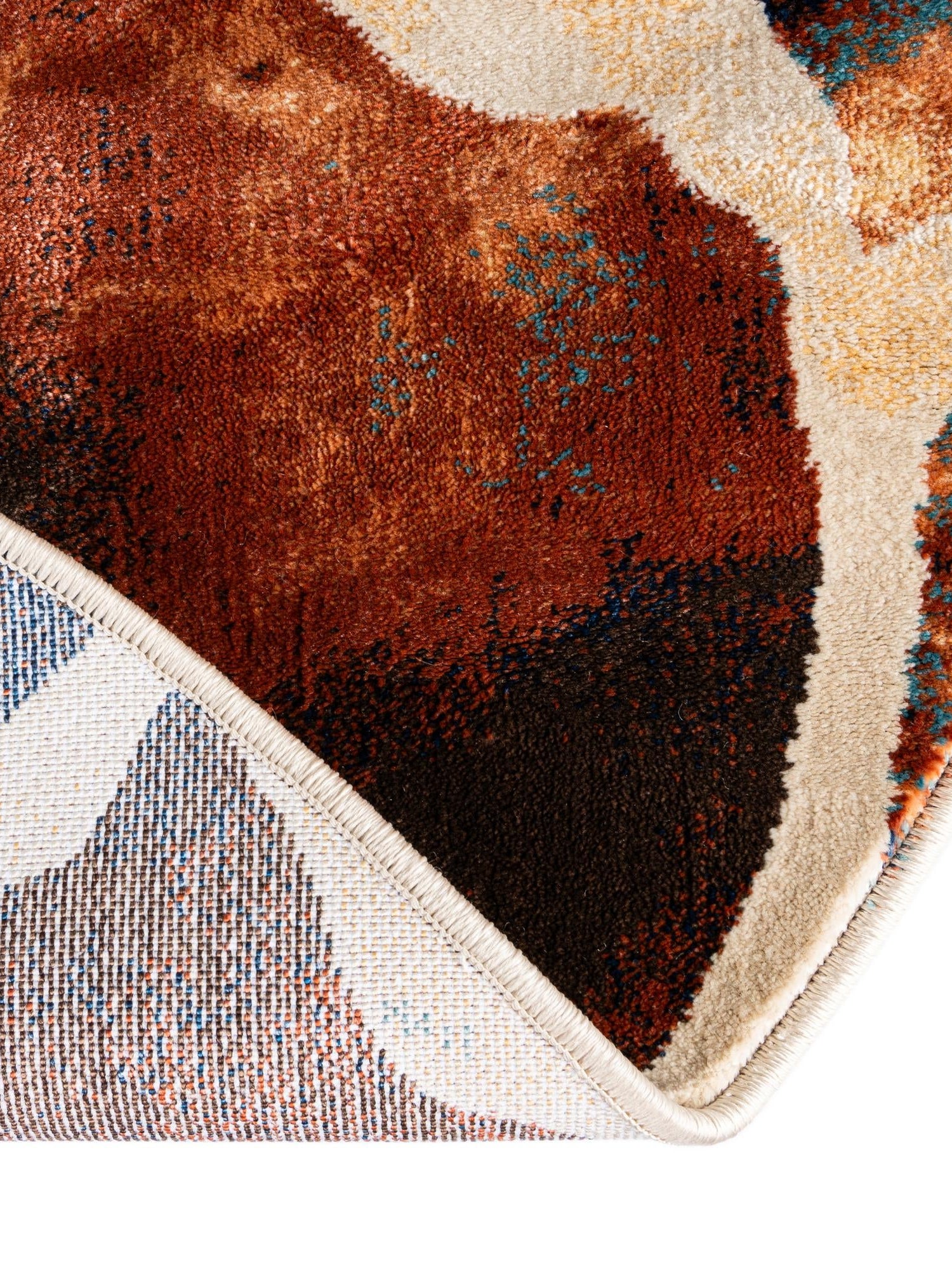 Brick Red 7' 10 x 7' 10 Mystic Round Area Rug 100% Polypropylene Abstract Modern Carpet for Living Rooms, Dining, Bedrooms, Office for Sale at Rug Engine