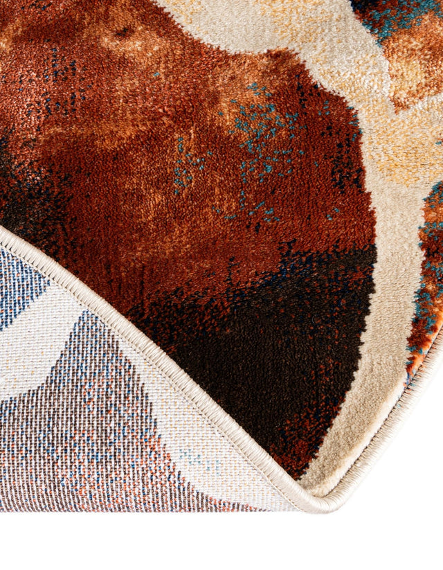 Brick Red 10' x 10' Mystic Round Area Rug 100% Polypropylene Abstract Modern Carpet for Living Rooms, Dining, Bedrooms, Office for Sale at Rug Engine