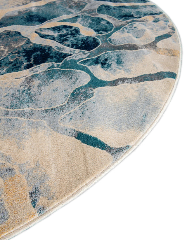 Navy Blue 6' 1 x 6' 1 Mystic Round Area Rug 100% Polypropylene Abstract Modern Carpet for Living Rooms, Dining, Bedrooms, Office for Sale at Rug Engine